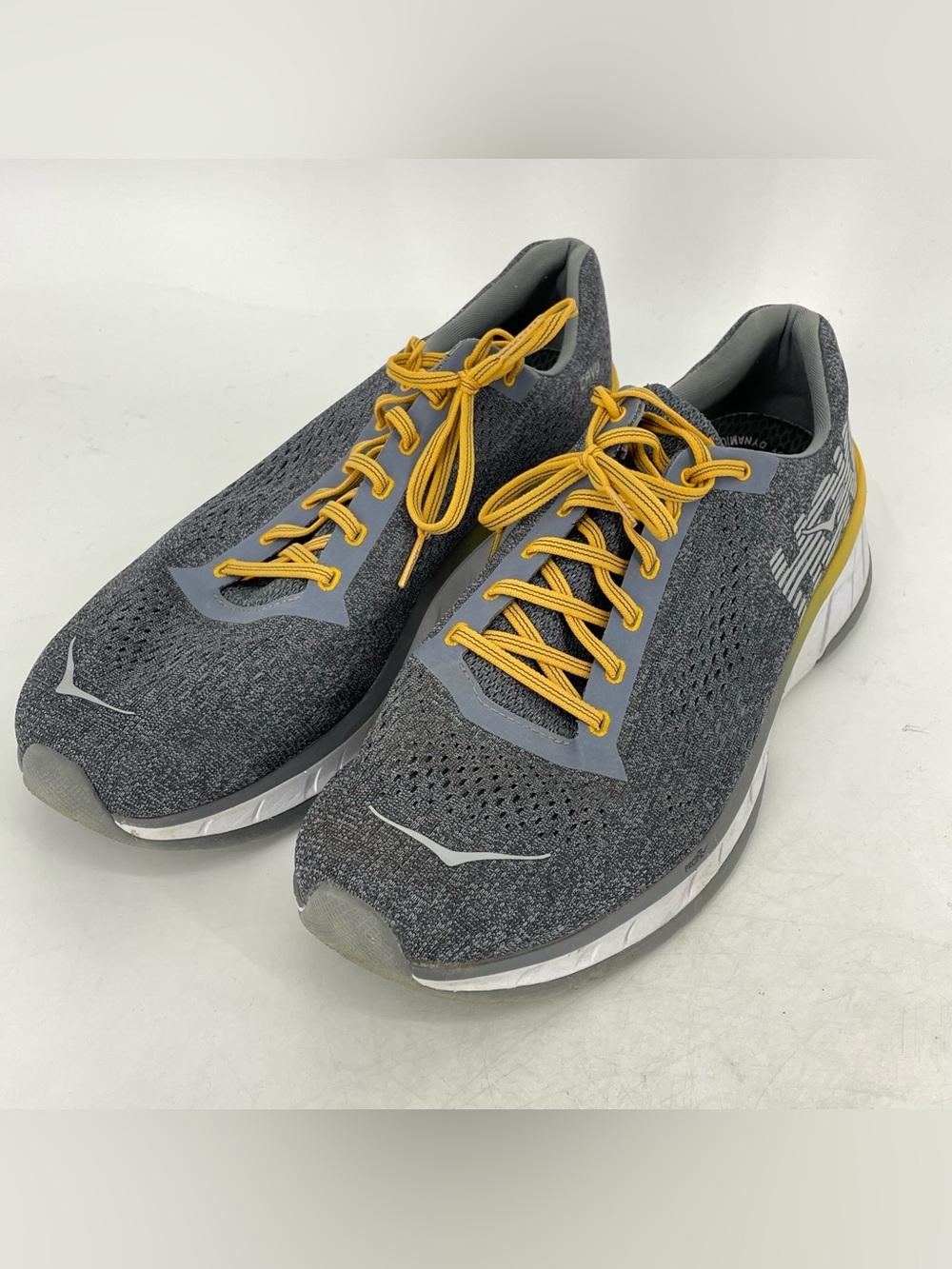 Hoka One One Pro Cavu  Gray Yellow Running Shoes Mens US 14